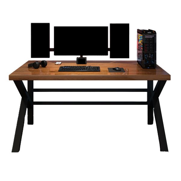 Industrial Wood Computer Desk Rectangular Natural Gaming Desk