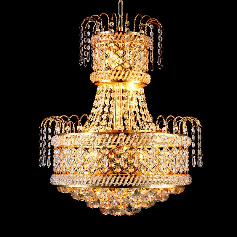 5/8 Lights Dining Room Chandelier Light Fixture Modern Gold Hanging Light with Mushroom Crystal Shade, 16"/19.5" Wide