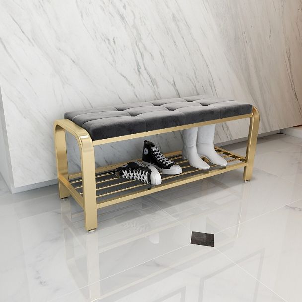 Modern Shoe Storage Bench Velvet Foam Bench with Legs for Living Room