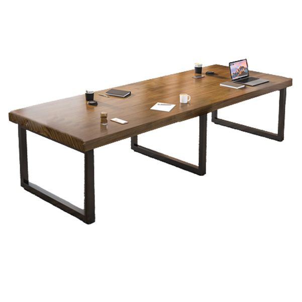 Industrial Rectangular Office Desk Solid Wood Executive Desk with Metal Legs