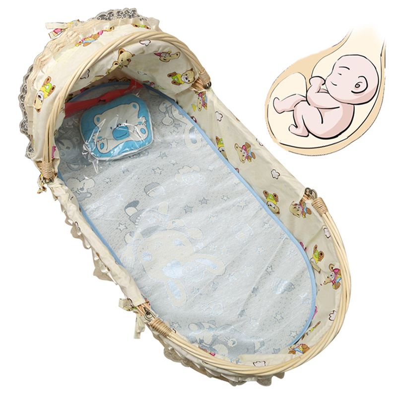 Oval Moses Basket Wicker Natural Moses Basket with Playpen for Newborn