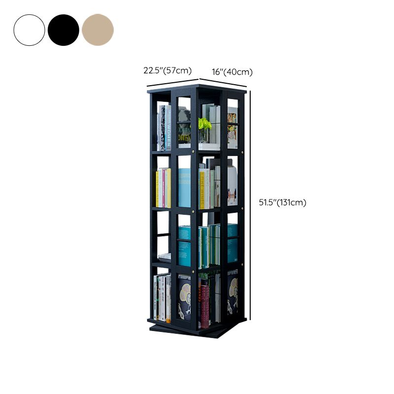 Contemporary Metal Book Shelf Freestanding Standard Bookcase in White/Black