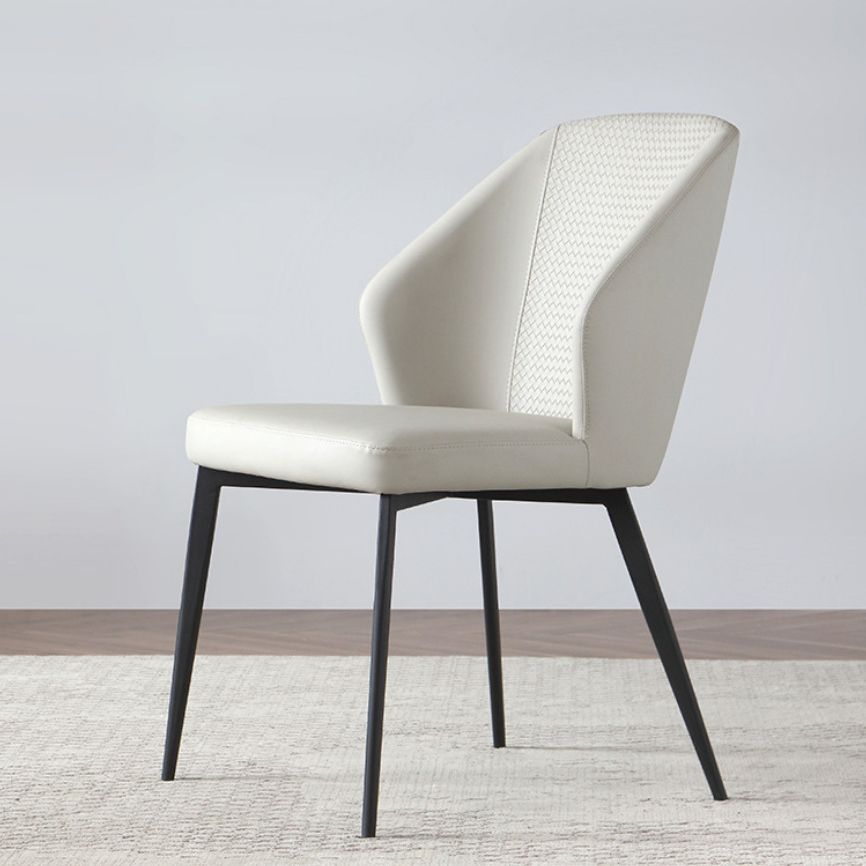 Minimalist Leather Dining Chairs Solid Back Armless Dining Chair