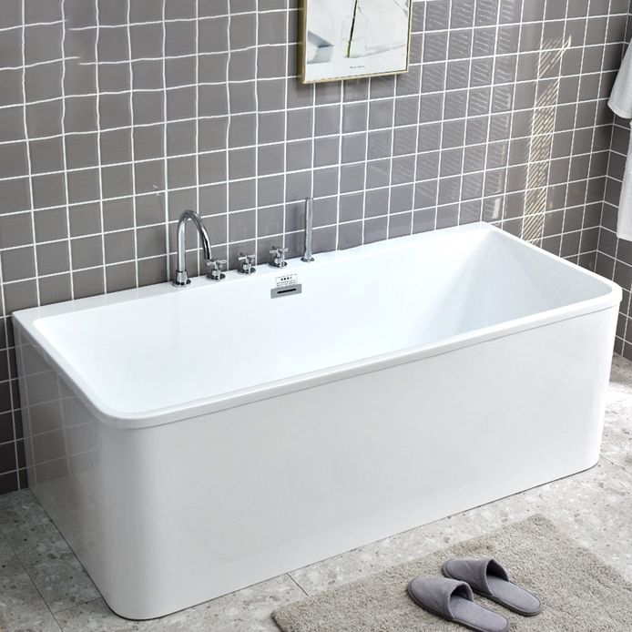 Soaking Back to Wall Bathtub Rectangular Antique Finish Modern Tub