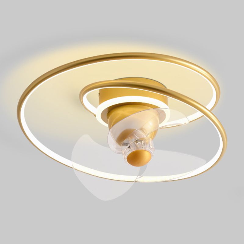 Contemporary Golden/Black/Brown Ceiling Fan Lamp LED Unique Ceiling Fan Light for Bedroom