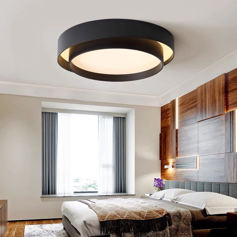 Modern Minimalist LED Ceiling Light Wrought Iron Circular Flush Mount with Acrylic Shade