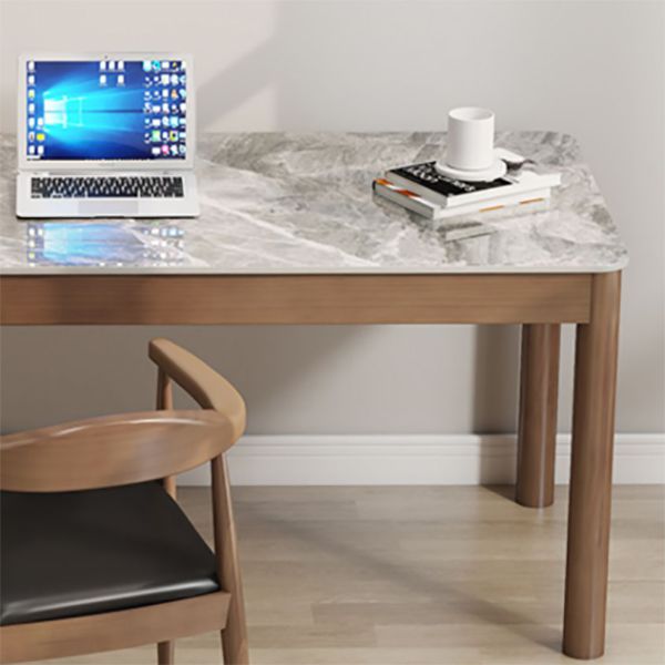 Rectangular Shaped Office Desk 4 Legs Writing Desk in Brown for Home