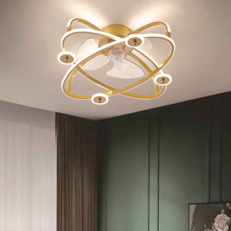 Metal Geometric Shape Ceiling Fans Modern Style Multi Lights Ceiling Fan Lamp Fixture