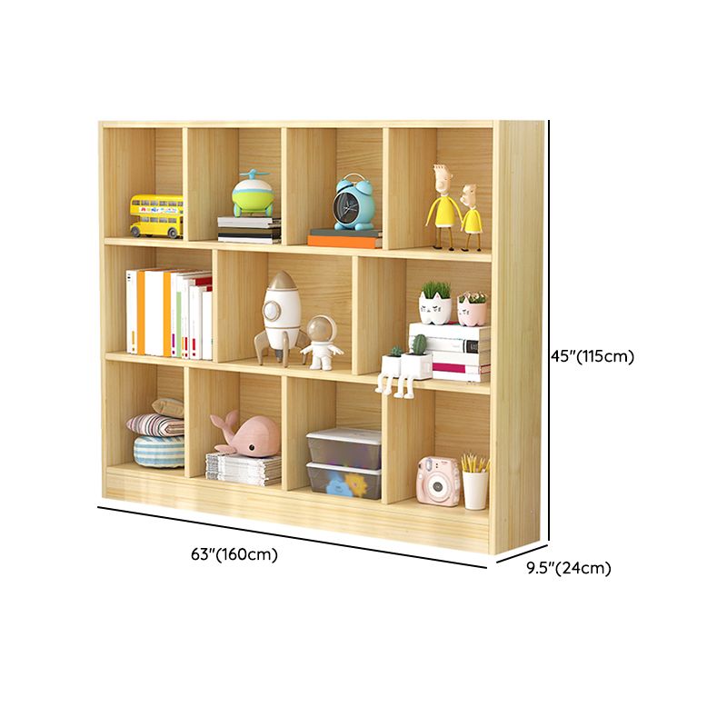 Scandinavian Book Shelf Pine Cubby Storage Bookcase in Closed Back