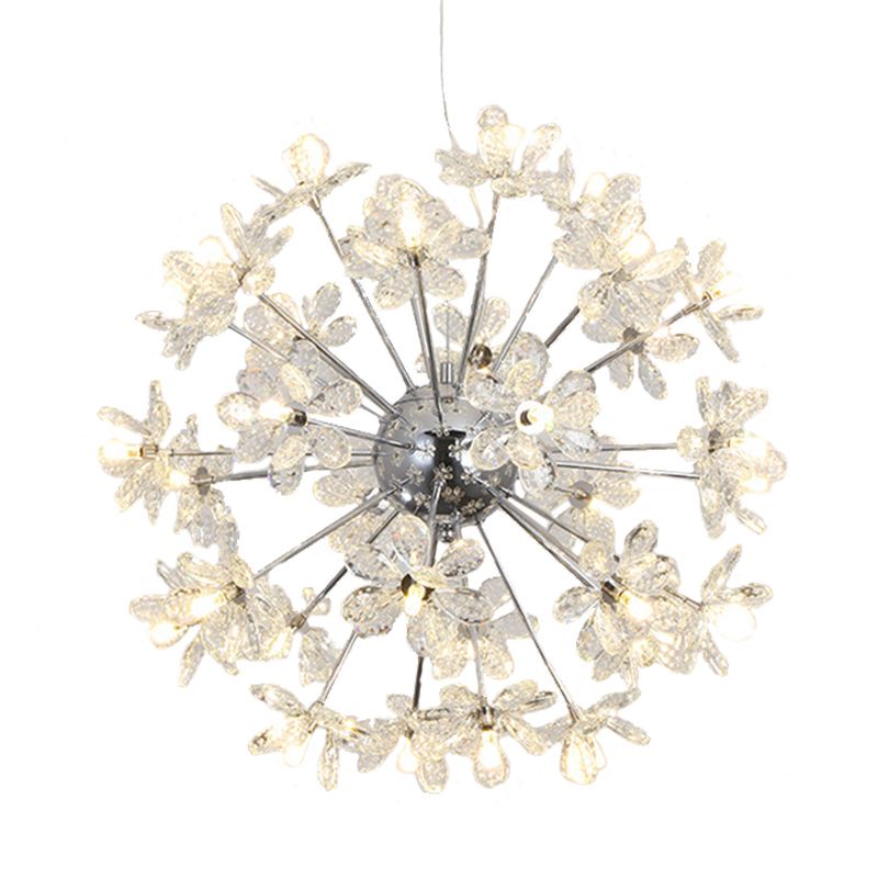 Starburst Ceiling Light Fixture Contemporary Crystal 18/24/32 Heads Chrome/Gold Chandelier Pendant Light, 18"/19.5"/23" Wide