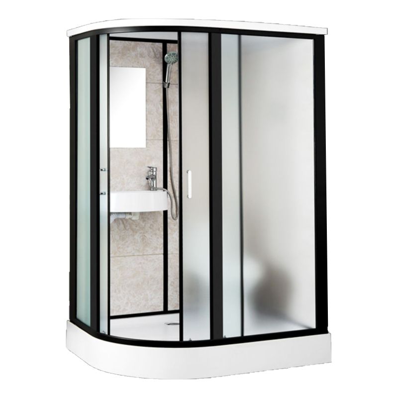 One Piece Tempered Glass Single Sliding Shower Enclosure White Frame Shower Enclosure