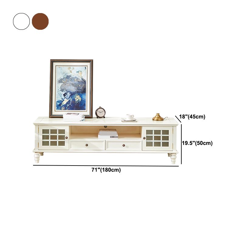 Traditional Media Console TV Stand Solid Wood TV Stand Console with Drawers