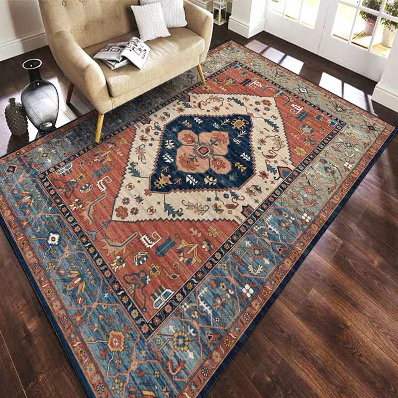 Multicolor Shabby Chic Rug Polyester Carpet Tribal Classicism Indoor Rug Easy Care for Living Room