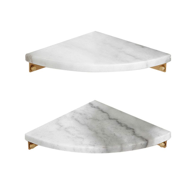 2 Piece Marble Bath Shelf Brass Bathroom Hardware Set in White/Green