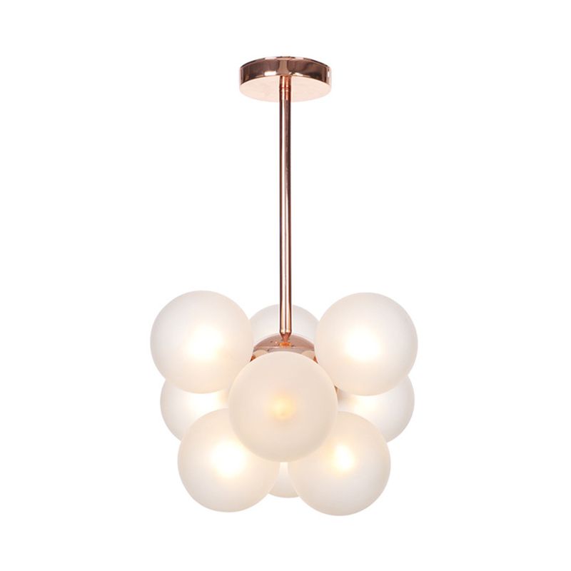 Illuminazione semifulto globo minimalista bianco/verde/blu vetro 9 luci a soffitto rame montato