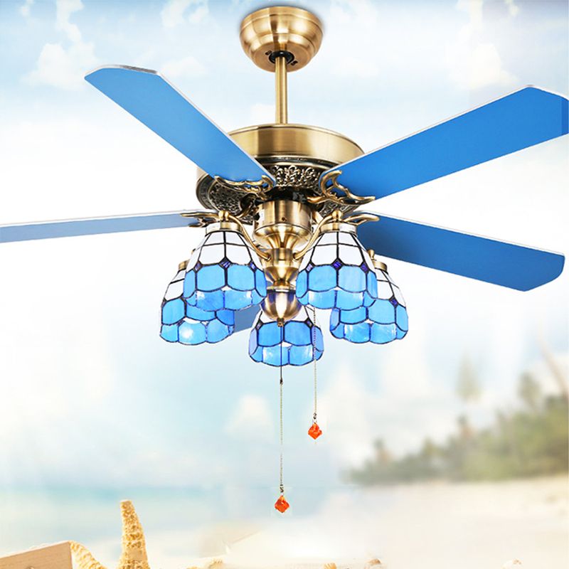 Mediterranean Style Ceiling Fan Lamp Circle Shape Ceiling Fan Light for Bedroom