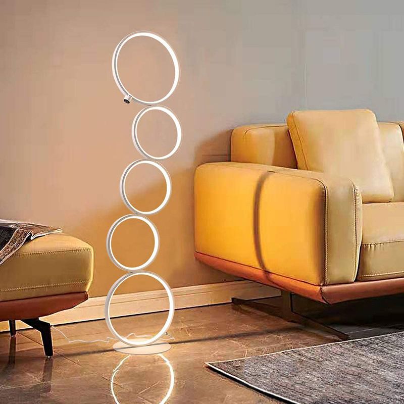 5 Lights Floor Light Modern Style Floor Standing Light with Silicone Shade for Bedroom