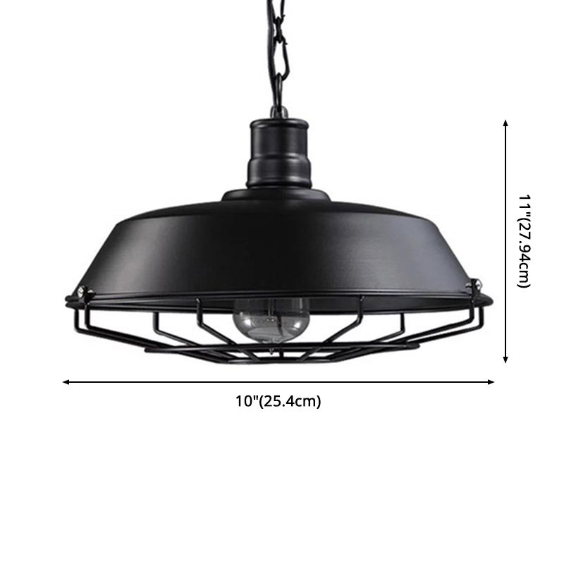 Cage Shade Restaurant Hanging Ceiling Light Vintage Style Metal Black Commercial Pendant Lighting