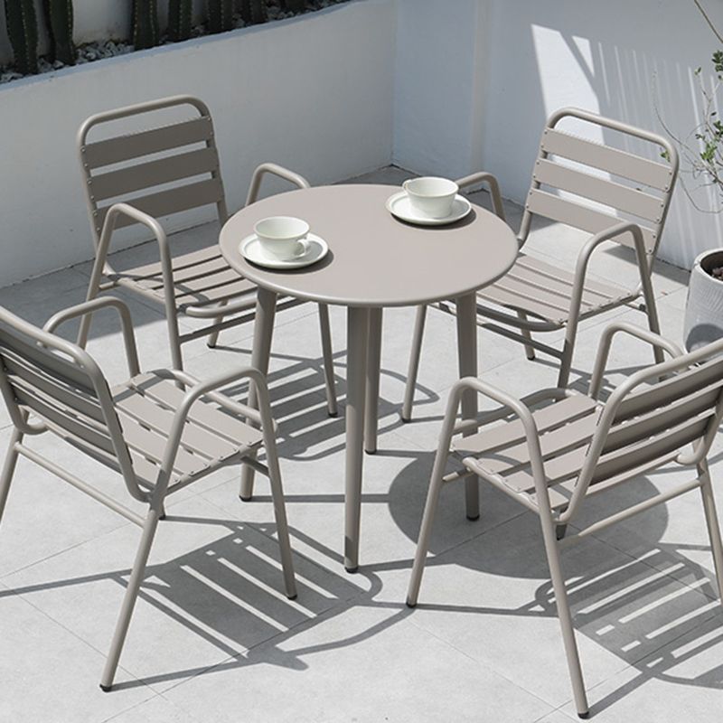 Modern Patio Dining Side Chair Aluminum Outdoor Bistro Chairs with Arm