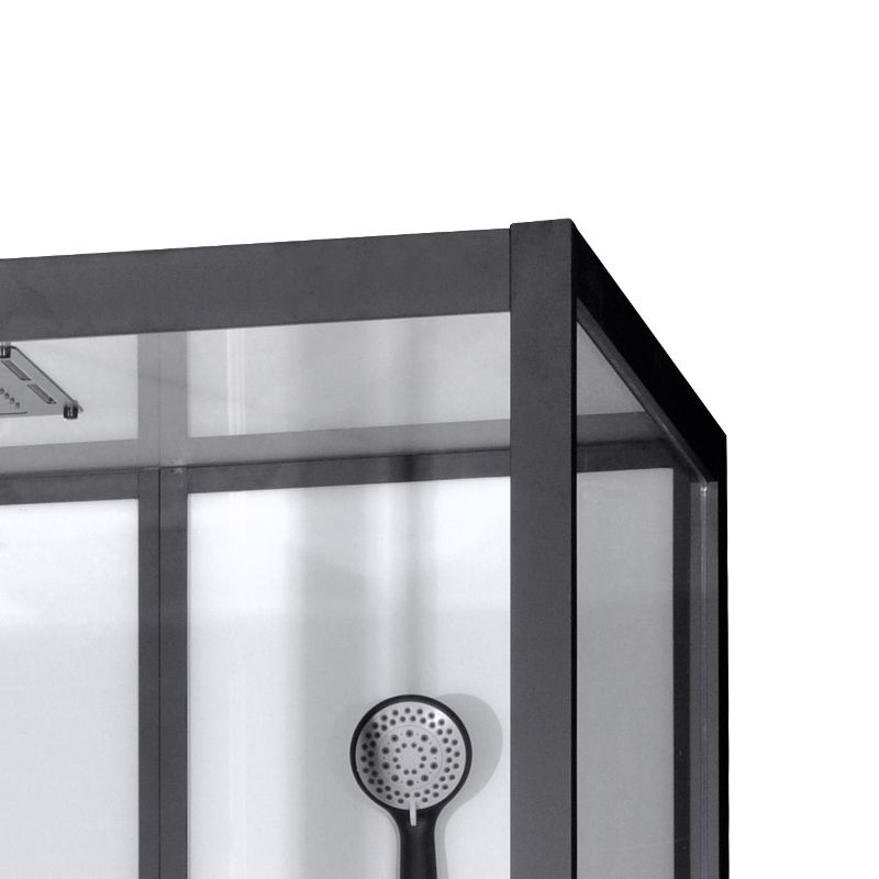 Black Framed Shower Enclosure Single Sliding Square Shower Kit