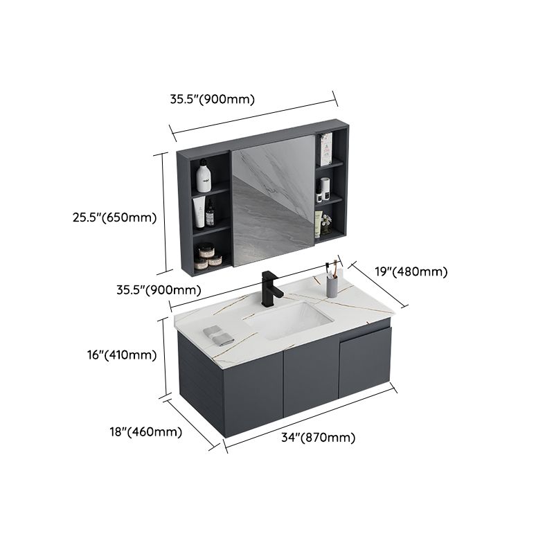 Wall Mounted Bathroom Vanity Modern Metal Vanity Set with Sink Included