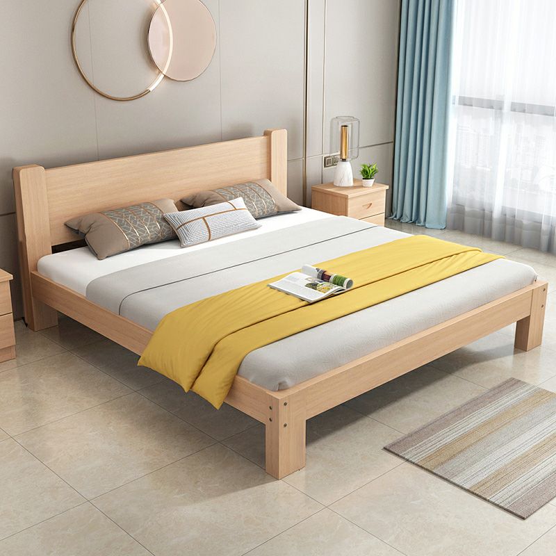 Contemporary Kids Bed Solid Wood Natural Panel Headboard No Theme Beech