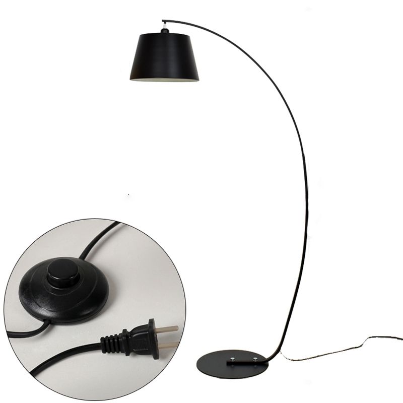 Asta di pesca lampada da pavimento in metallo decorativo a 1 luci in piedi leggero con ombra tamburo