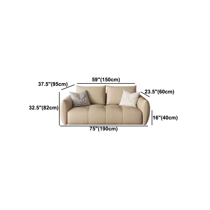 Faux Leather Sofa Sofa 37.40" D x 32.28" H Square Arm Sofa for Living Room