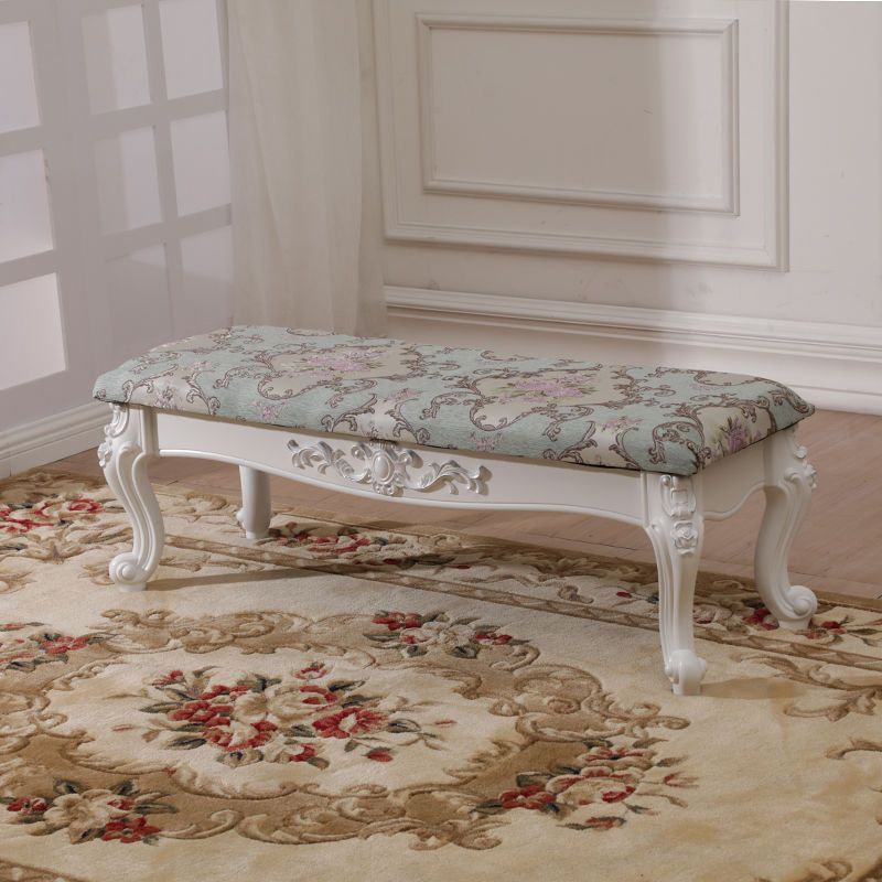 13.8" W Victorian Wood Seating Bench Cushioned Entryway Bench