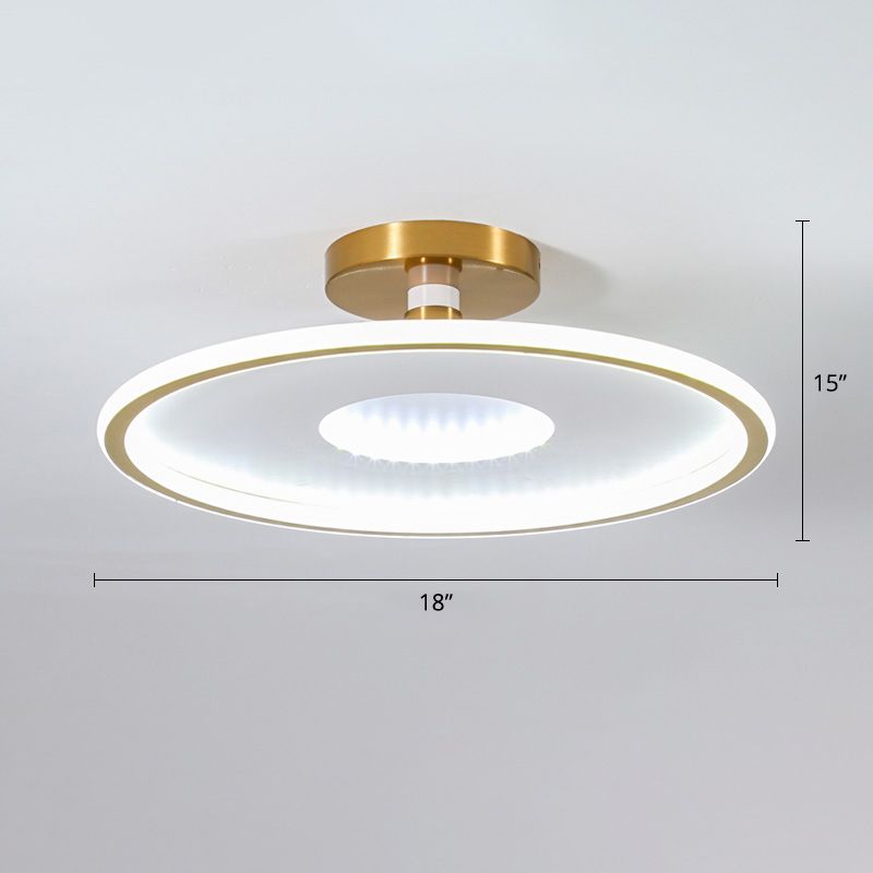 Disc Semi Flush Ceiling Light Simplicity Metal Bedroom LED Flush Mount Lighting Fixture