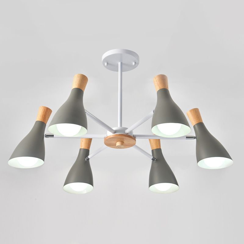 IJzeren bias-gesneden fles kroonluchter lamp macaron stijl houten hanger licht voor woonkamer