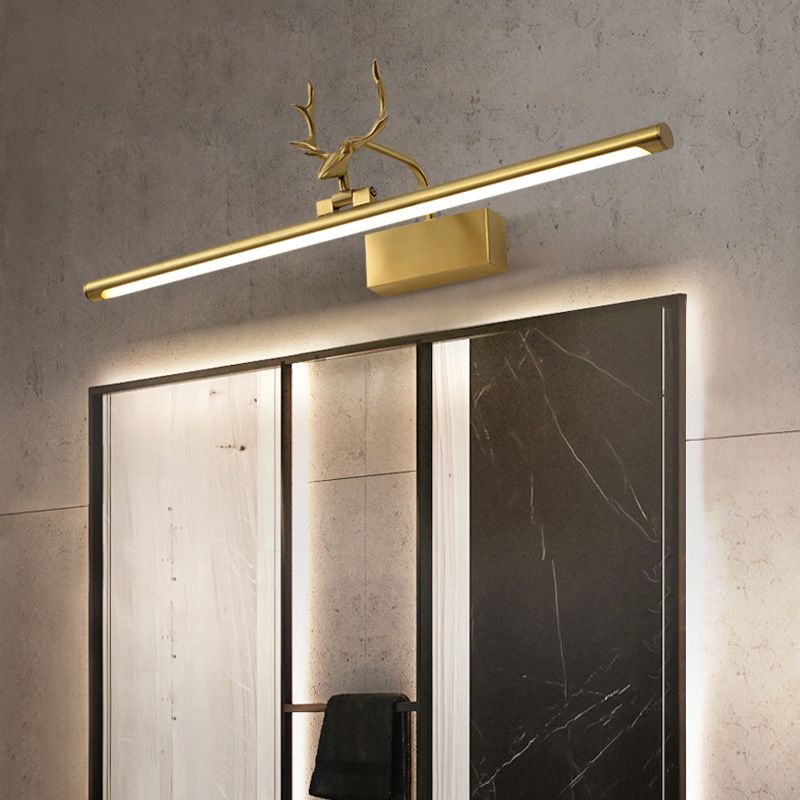 Plan de pared LED de oro de cobre en el estilo creativo moderno Luz de pared lineal acrílica con decoración de asta