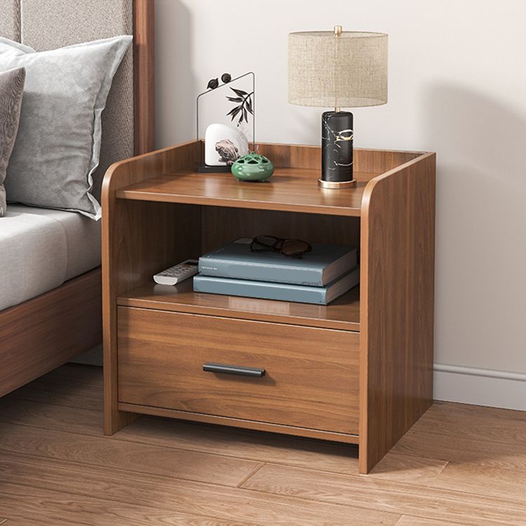 Wooden Bedside Cabinet Modern Minimalist Open Bedside Table with Drawers