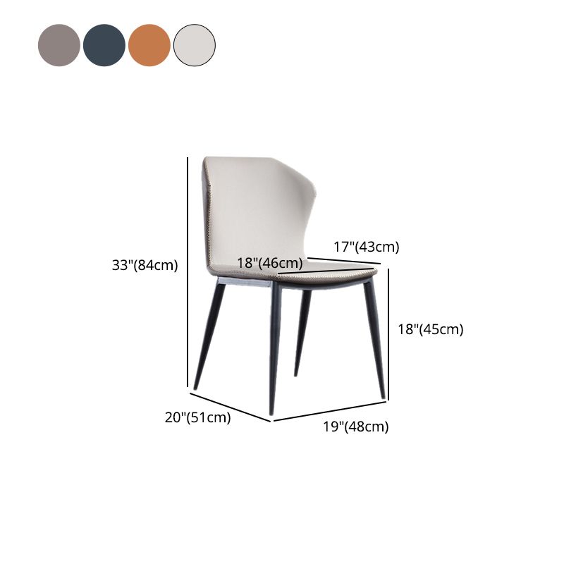 Leather Contemporary Style Dining Chair Matte Finish Wingback Side Chair