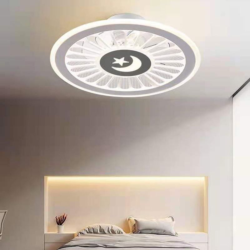 Round LED Ceiling Fan Light Simplicity Flush Mount Light for Bedroom Living Room