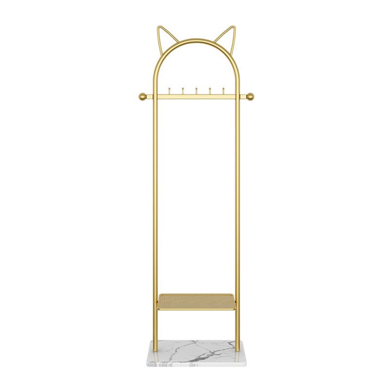 Metal Hall Stand, Hall Tree with Storage Shelf & Hanging Rail, Gold and Black