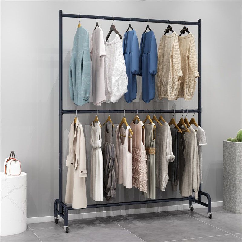 Contemporary Coat Rack Free Standing Metal Hall Stand with Wheels