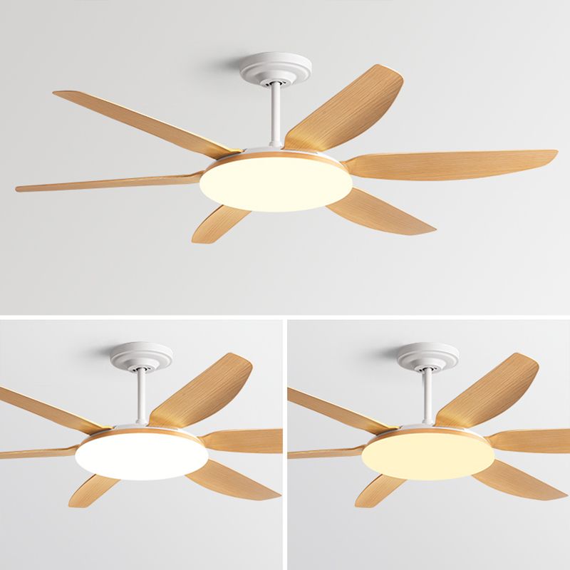 LED Minimalist Ceiling Fan 6 - Blades Fan Lighting Fixture in White Finish