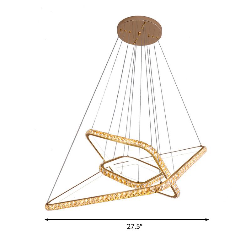 Modernismo 3 livelli lampadario luce chiara Crystal LED Restaudente Down Lighting in oro, 3 colori/interno caldo bianco esterno bianco/interno Luce calda esterna bianca