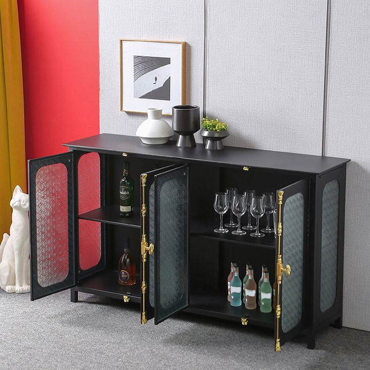 Glam Curio Cabinet Glass Doors Metal Buffet Cabinet with Doors for Living Room