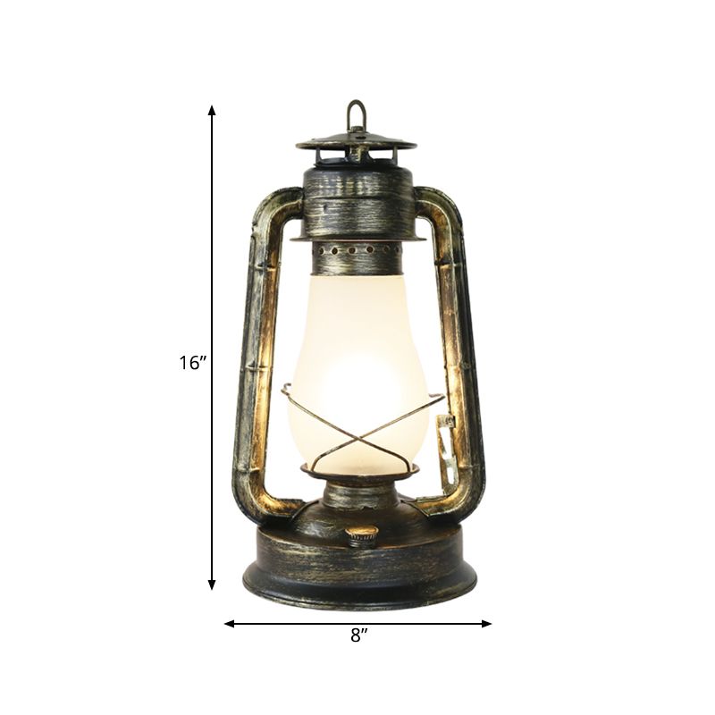 Kerosene Bedroom Table Lamp Coastal Style Opal Glass 1-Light Brass Finish Metal Desk Lighting