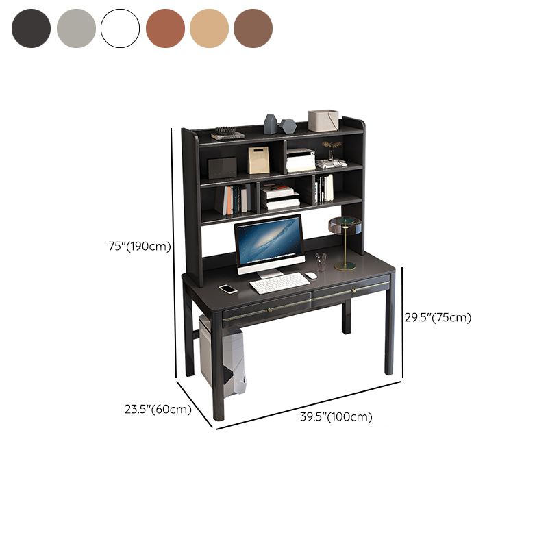 Contemporary Wooden Student Table with Storage Shelves and 2 Drawers