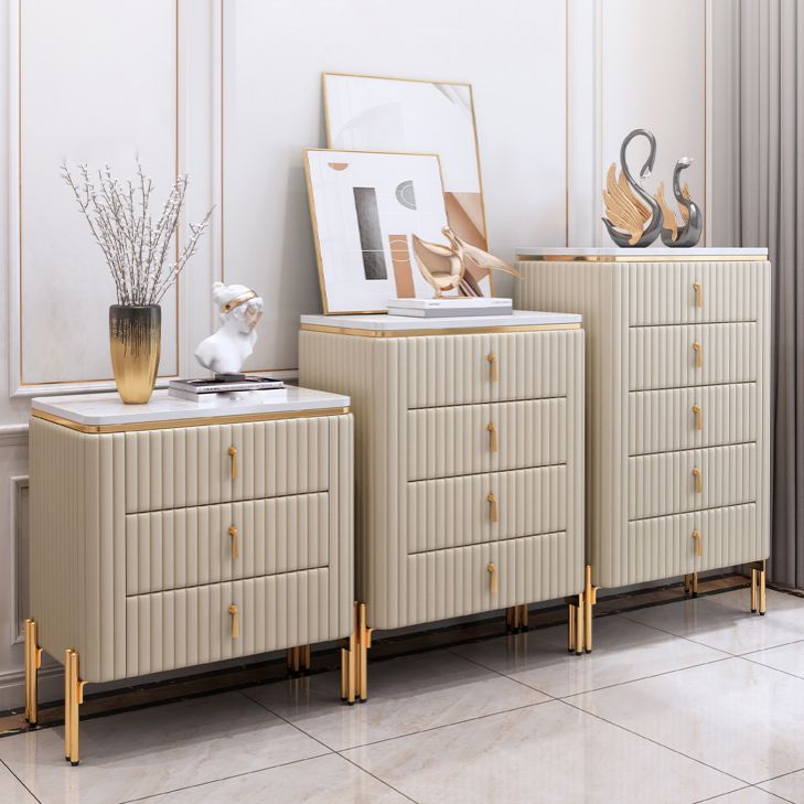 White Sideboard Modern Stone Buffet with Drawer for Dining Room