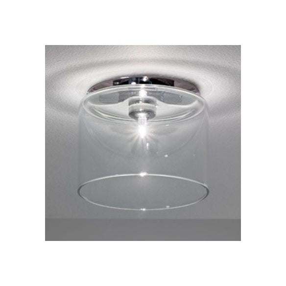 Iluminación de montaje de altura de cilindro Vidrio transparente modernista 1 Light Nickle Flush Mount Techo Accesorio, 3 "/4" /5.5 "de ancho