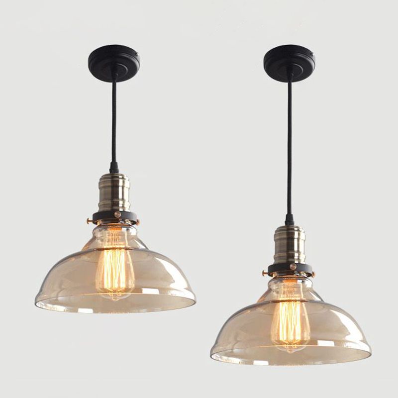 Retro Industrial 1 Light Pendant Barn Gern Glass Pendant Lighting pour café