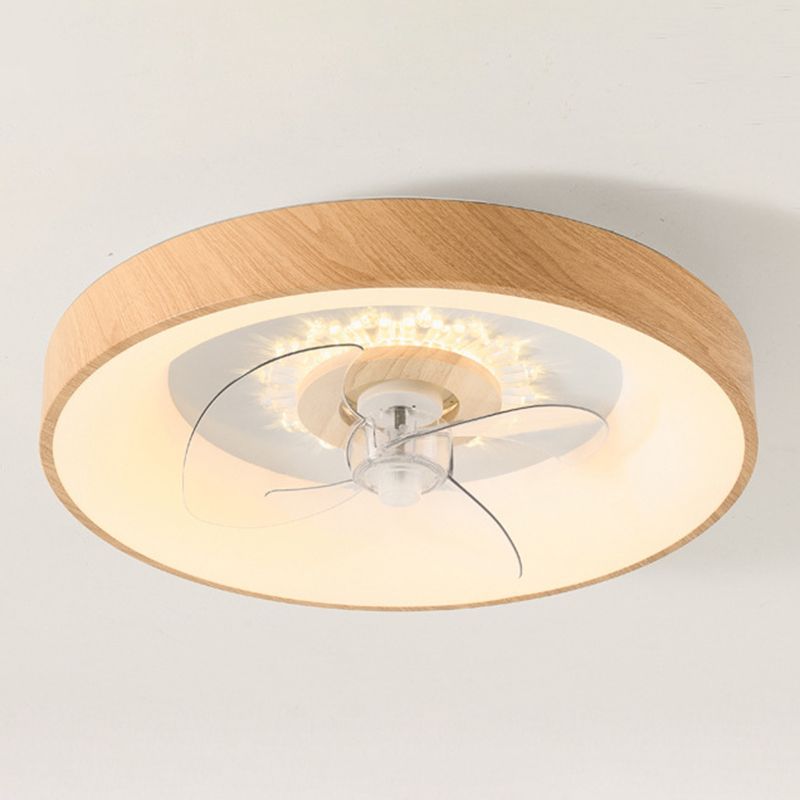 Modernism Single Beige Ceiling Fan Lamp LED Round Ceiling Fan Light