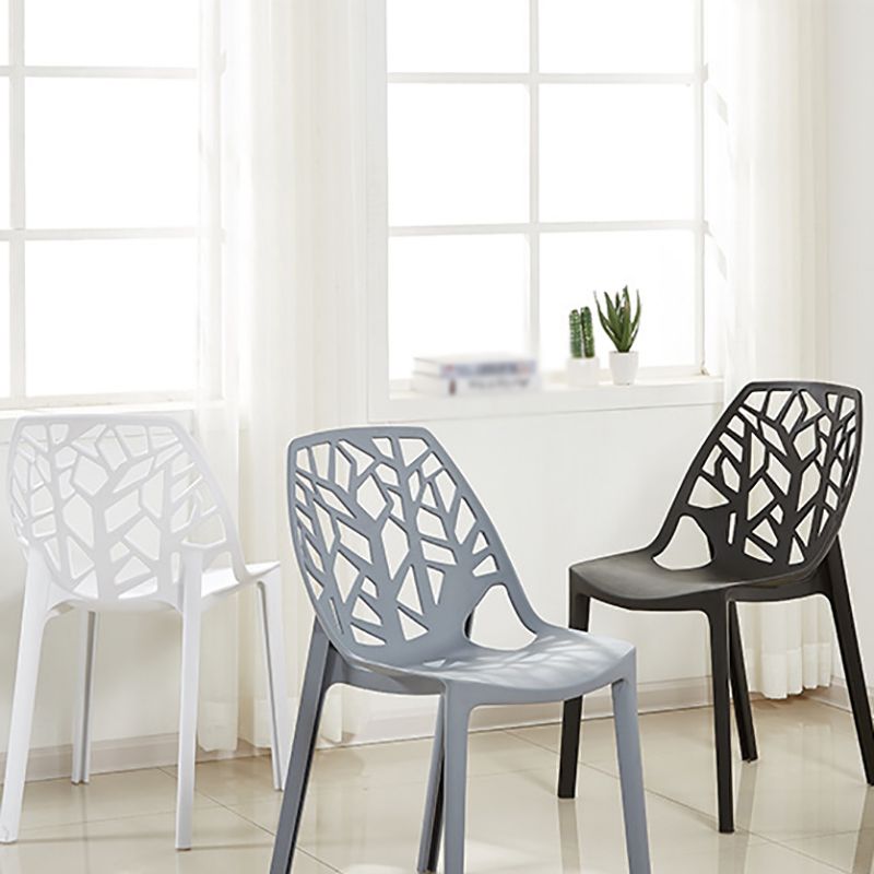 Glam Style Open Back Side Chair Plastic Stackable Dining Chair