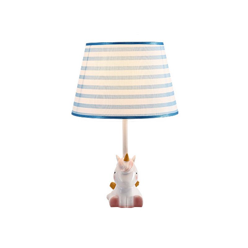 Nordic Empire Shade Table Light Fabric 1 Bulb Bedroom Nightstand Lamp with Figurine