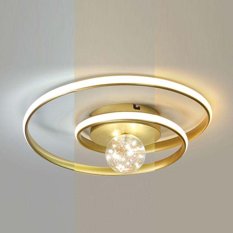 Geometric LED Flush Mount Light with Silica Gel Shade 2 Lights Modern Ceiling Lamp