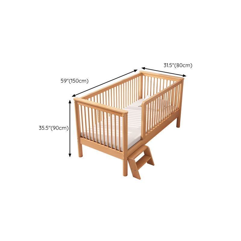 Farmhouse / Country Nursery Bed with Guardrail Washed Natural Wood Beech